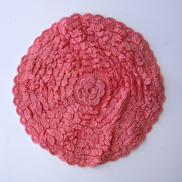 CUSHION, Crochet - Light Pink Round
